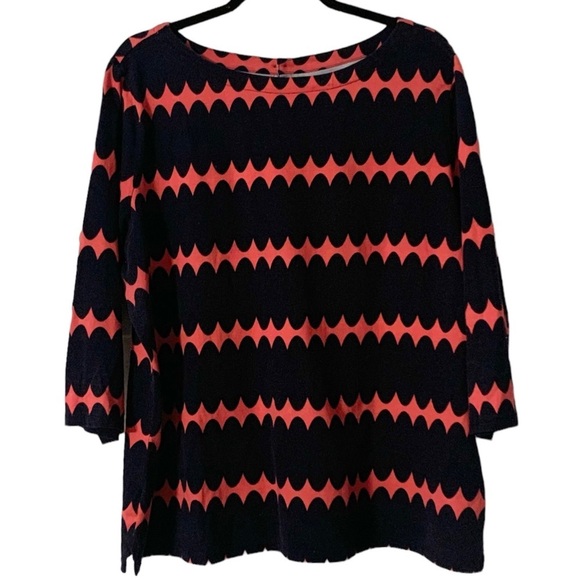 Talbots Pink & Navy Lava Lamp 3/4 Sleeve Top w/ Buttons Down the Back, [Sz 2X] - Picture 3 of 8